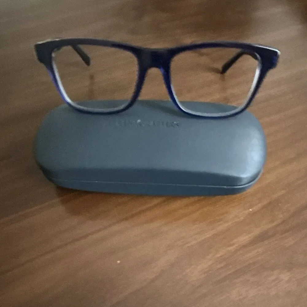 LensCrafters EC2002 Blue Rectangular Full Rim Plastic Eyeglass Frames 54-18-140